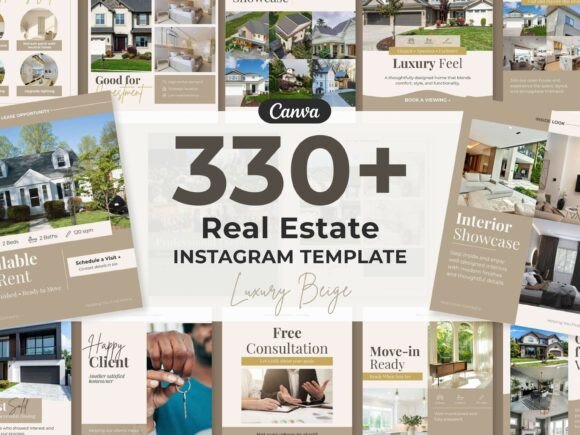 330 Beige Canva Instagram Template Kit: Elevate Your Real Estate Brand