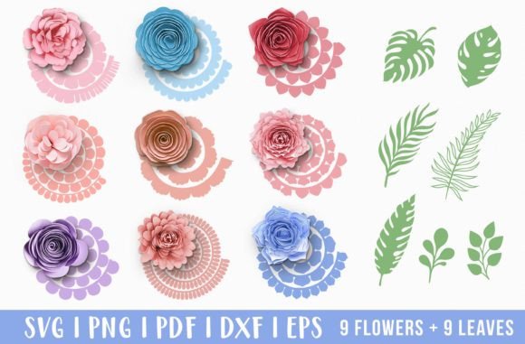 3D Rolled Paper Flower DIY Bundle SVG
