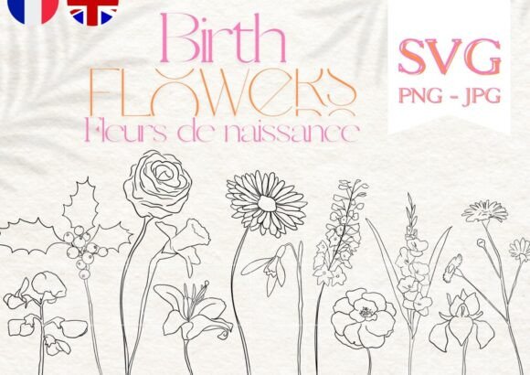 Birth Flower Line Art • Fleur Naissance: A Designer's Guide