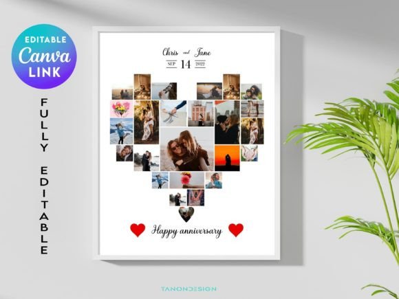 Celebrate Memories: Editable Heart Photo Collage Template