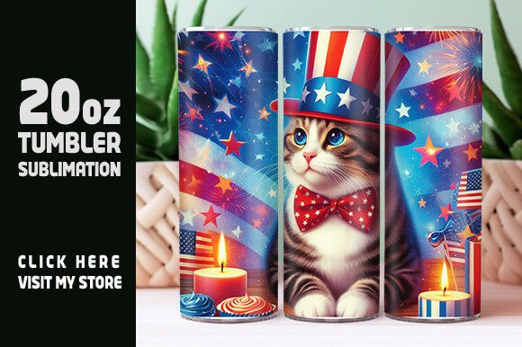 Celebrate with Style: The Cat & Flag 4th of July Tumbler Wrap