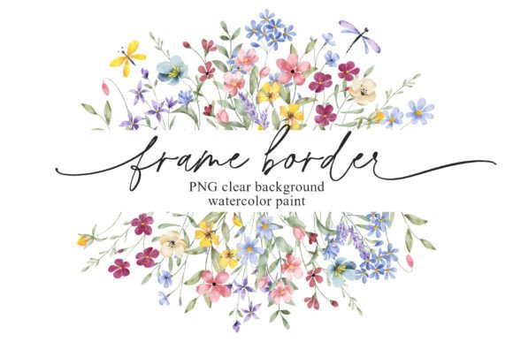 Elevate Your Designs with a Watercolor Flowers Frame Border Banner