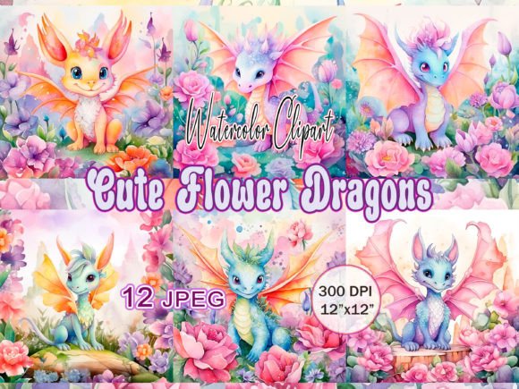 Enchanting Flower Dragon Spring Clipart