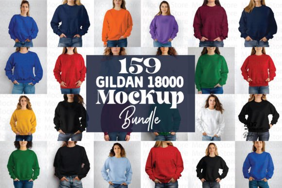 Gildan 18000 Mockup Bundle: Elevate Your Designs Instantly