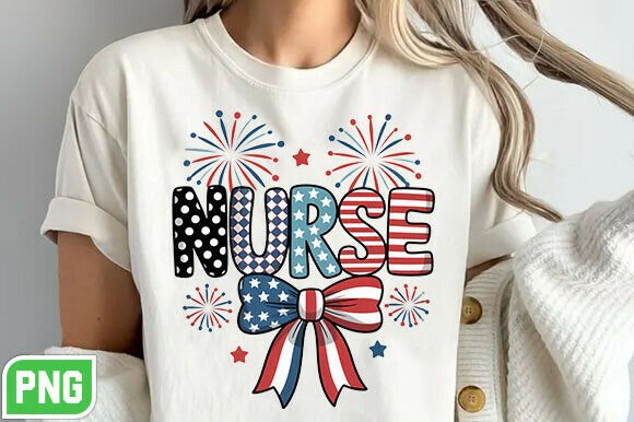 Retro 4th of July Patriotic Nurse PNG: A Design Asset with Character