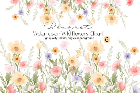 Watercolor Wild Flowers Clipart: Effortless Natural Elegance